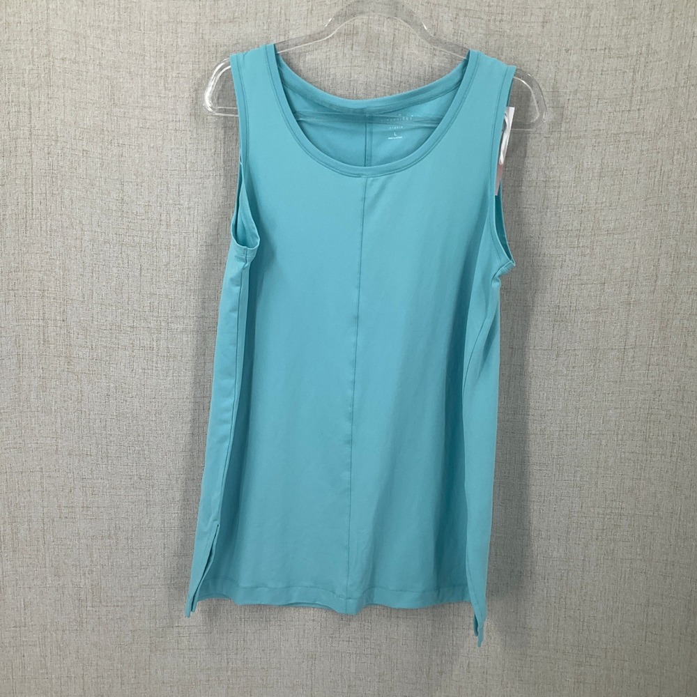 New Directions Studio Tank Top Women L Aqua Blue Athletic Minimalist Classic NEW